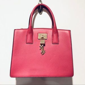 DKNY | Elissa Pink Leather Satchel with Charms